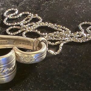 Handcrafted Silverplate Heart Pendant Vintage Flatware Rose Pattern